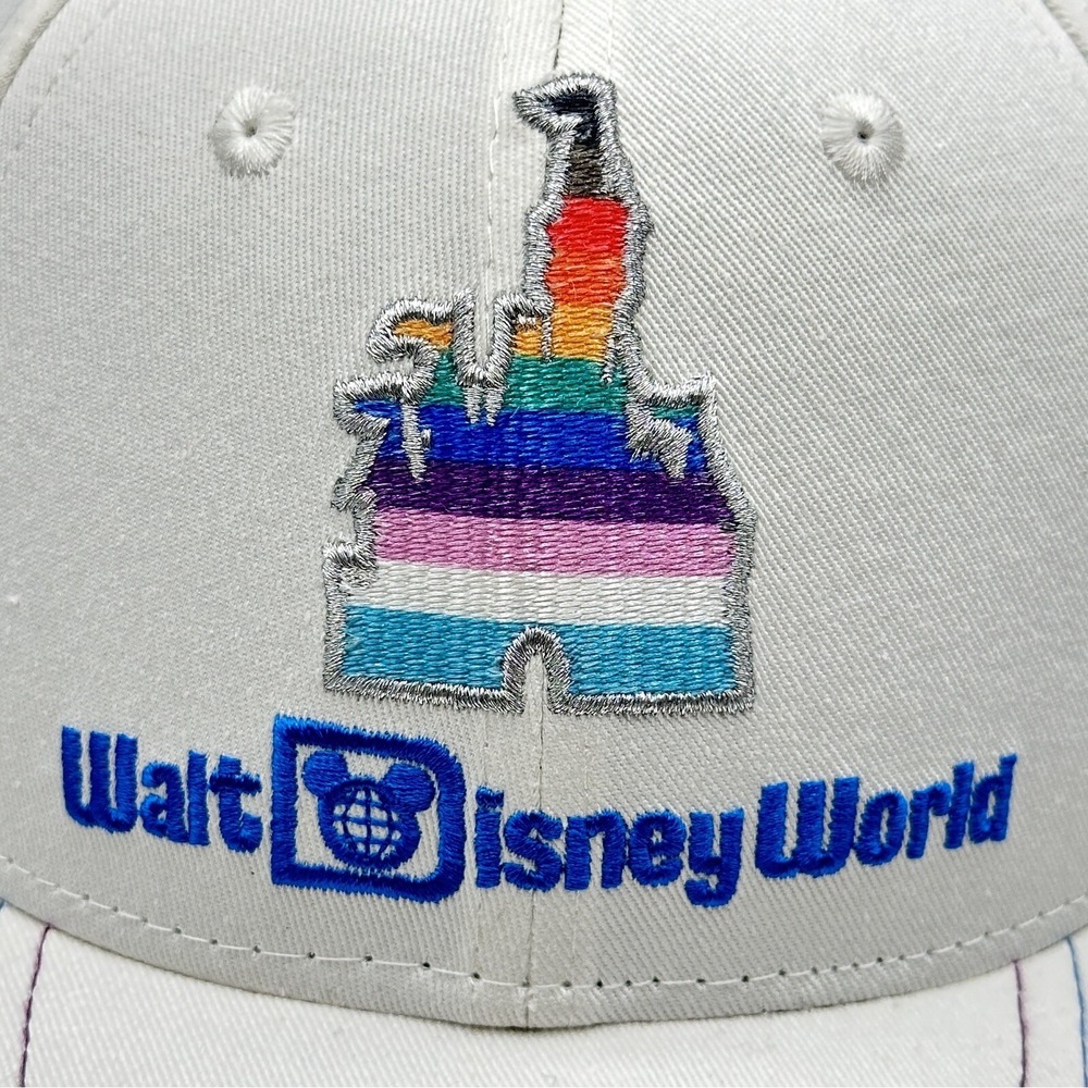 Walt Disney World Pride Hat White Castle Rainbow Adult Adjustable Cap Stretch - Picture 2 of 9